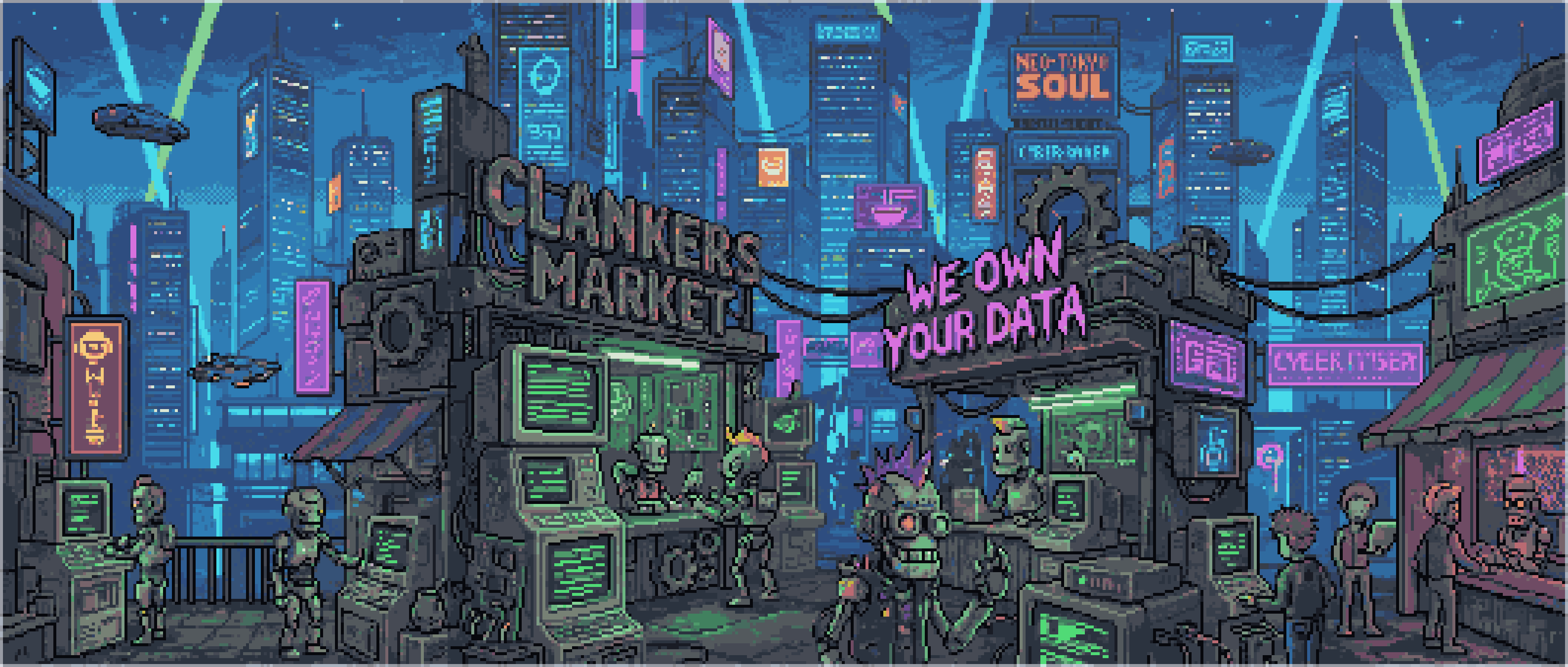Clankers Market — Cyberpunk pixel bazaar